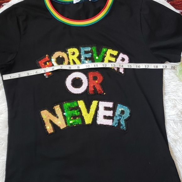 ❤💙💜Fun "Forever Or Never" Sequin Top💚🧡💛 - Picture 5 of 8